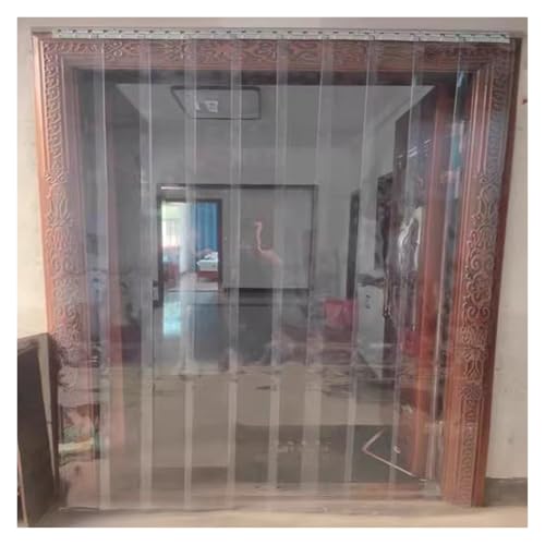 Qulamrdk Cortina Transparente PVC Congelador，Vinilo Cortina Tiras Industriales Adecuado para La Puerta Entrada a Prueba Viento del Corredor Supermercados(105x220cm/41.34x86.61in)