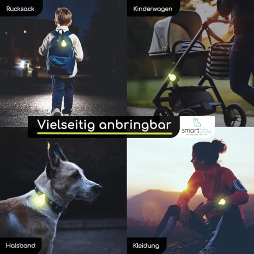 smartday Magnetische Reflektoren Gelb (4er Set) - Reflektoren Clip Anhänger für Kinder, Schulranzen, Kleidung, Kinderwagen & Hunde I Reflektor, Leuchtanhänger Hund