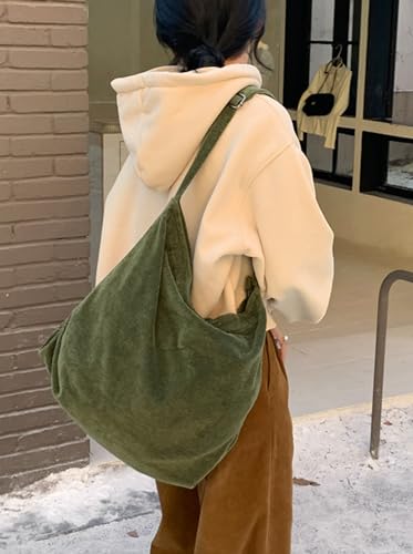 Image of 2026 Corduroy Tote Bag with Zipper Large Casual Handbags Shoulder Purse for Women