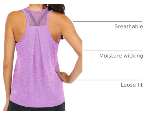 Image of ICTIVE Workout Tops for Women Loose Fit Racerback Mesh Backless Muscle Tank Running Shirts