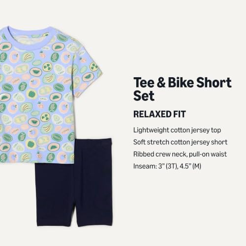Image of Amazon Essentials Girls and Toddlers' Short Sleeve T-Shirt and Bike Short Set, Pack of 2
