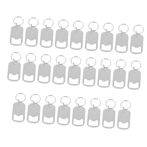 HIAKDOFT 26個属製キーリング付きビールボトルオープナー 耐錆性フラット栓