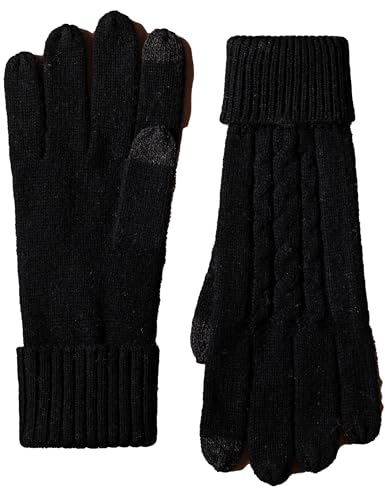 Ohyiian Luxurious 100% Cashmere Touchscreen Gloves for Women | Soft & Warm Ribbed Knit Winter Gloves | Classic Elegant Design (Black Medium/Large)