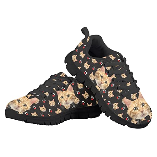 Yzaoxia Kids Tennis Shoes Girls Breathable Walking Shoes Lace Up Animal Print Shoes Lightweight Athletic Shoes Black Sole Size 11-54