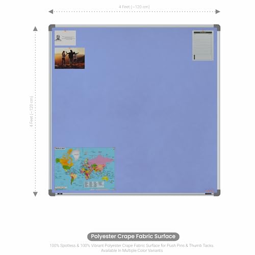 Image of Scholar Art Metis 4x4 Feet Fabric Pin Up Board for Home, Office & School | Vibrant & Versatile Crape Cloth + High Density Soft Board for Pinning Photos, Sticky Notes & Reminders (Purple)