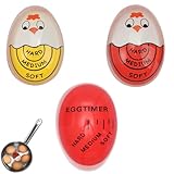 SHUOHONG 3 Piezas Temporizadores para Huevos Cocidos (Suave/Medio/Duro), Reloj de Huevo para Cocinar, Egg Cooking Timer, Egg Timer, Selección del Grado de Madurez Según el Cambio de Color