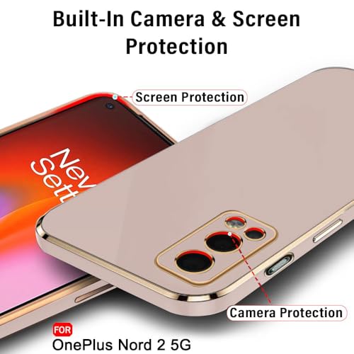 Image of TheGiftKart Luxurious Golden-Plated Back Cover Case for OnePlus Nord 2 5G / OnePlus Nord 2 Pac-Man Edition | Raised Lips for Camera & Screen Protection | Shockproof Design | Stylish Case (TPU, Pink)