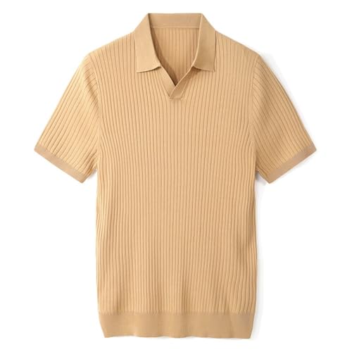 T-shirt tricoté manches courtes col polyvalent mode masculine décontractée