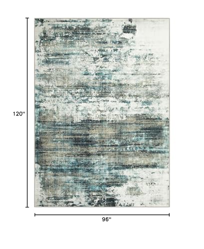 8x10 Area Rugs Washable Rug: Large Modern Abstract Living Room Rug Soft Anti-Skid Thin Carpet Indoor Floor Non-Shedding Carpets for Bedroom Dining Room Farmhouse Nursery Home Office Green Multi