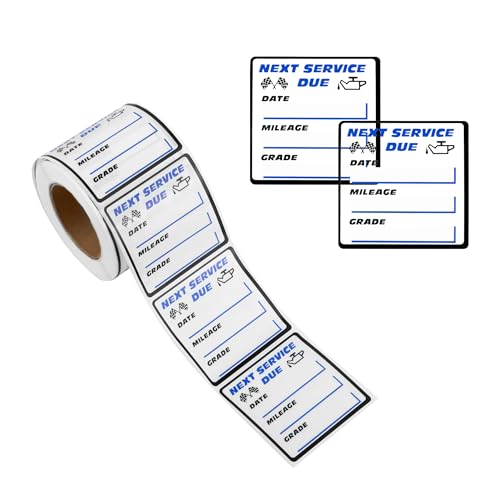 Image of 300PCS Car Oil Change Stickers for Windshield - Next Service Due Sticker,2 inchx2 inch Removable Vinyl Stickers for Most Cars Trucks SUVs