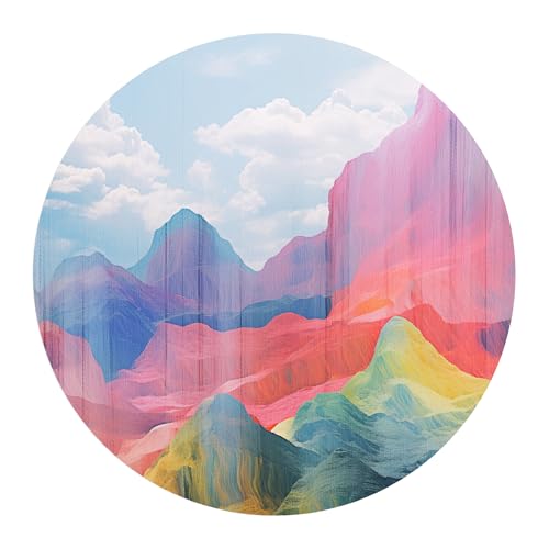 DEQORI Carta da parati rotonda autoadesiva Ø 80 cm | motivo dimensioni colorate | tela tessile – staccabile, decorativa e indeformabile – per soggiorno, ufficio, corridoio o cameretta dei bambini