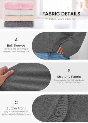 KIRUNDO Cardigan Sweaters for Women 2026 Fall Oversized Drop Shoulder Grey - image 4