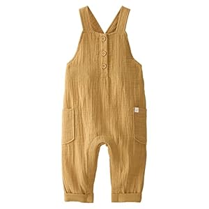 Little Planet by Carter’s Baby Organic Cotton Gauze Overall Jumpsuit, Prairie Grass, 18 Months