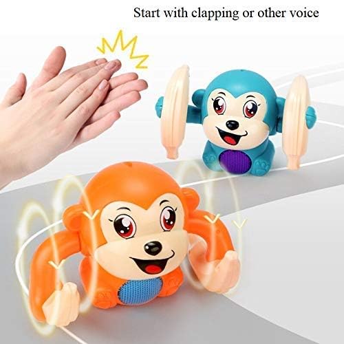 Image of Battery Operated Voice Control Monkey Toy with Musical, Dancing, Spinning,Rolling and Sensor Feature for Gifts /Kids /Babies /Boys /Girls|Blue Color, Power Source:3xAAA Battery(Not Included)
