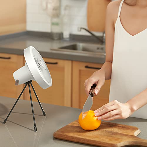 Ventilador de camping portátil recargable con lámpara LED y control remoto de sobremesa 6