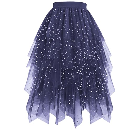 Unifarben Damen Tüllrock mit Stern-Pailletten 50Er Rock Retro Ballet Tanzrock Petticoat Unterrock Tanzkleid Ballkleid Abendkleid Gelegenheit Zubehör...