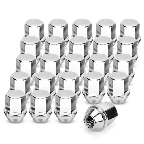 Image of 611-330 24pcs M14x1.5 Chrome OEM Factory Style Lug Nuts 22 MM Hex, 38.5 Mm Length for 11-22 Jeep Grand Cherokee,11-20 Dodge Durango, 05-19 Chrysler 300 & All m14x1.5 7 /8 inch Hex Conical Seat Wheel Nuts