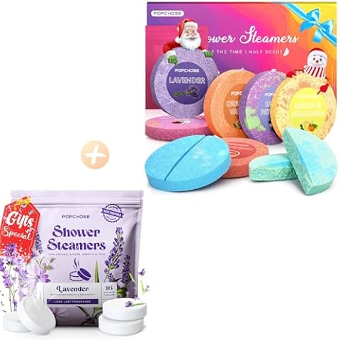 POPCHOSE Shower Steamers Aromatherapy - Christmas Stocking Stuffers, Birthday Gifts for Women, Mom, Men, Self Care Gifts with Natural Essential Oil, Stress Relief & Home Spa Show Cover