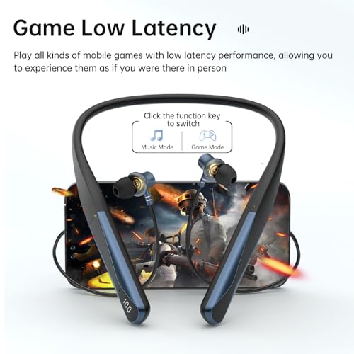Image of YUEPOOL Neckband Bluetooth Headphones with Voice Return Microphone,6.0 Bluetooth 35 Hours Playtime, IPX5 Waterproof Wireless Noise Cancelling Earbuds for Sports (A18)