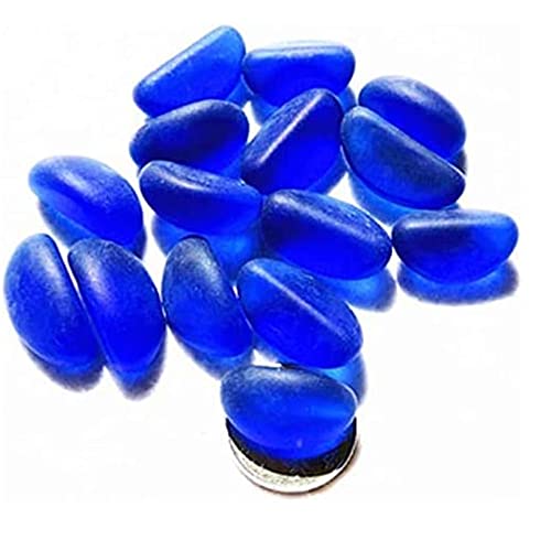 GIVBRO Galets décoratifs en granules de gravier de rivière, mini pierres en verre pour décoration de paysage, jardin, aquarium, bleu – 500 g