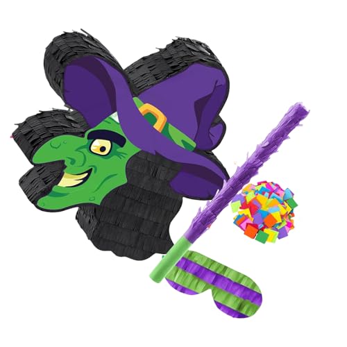 Piñatas de bruja de Halloween fáciles de colgar con caramelos surtidos, decoración de fiestas para niños, juego interactivo, suministros de fiesta de Halloween