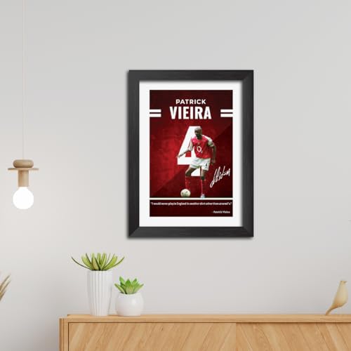Image of TenorArts Patrick Vieira Quotes Poster Arsenal Laminated Photo Print Frame Painting with Matt Finish Black Texture (12 inches x 9inches)