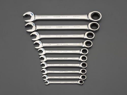 エスコ 10本組コンビネーションギアレンチ EA684RA-1