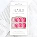 Pink Press On Nails Short Square, 24Pcs Pink Fake Nails With Solid Color Barbie Pink Nails Blend European Sweet Styles Designs False Nails With Designs Stick Glue On Nails (M-07 Girl in pink)