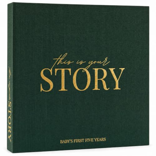 Baby Memory Book from Pregnancy to Age 5 Baby Book Keepsake & Milestone Journal for Boy or Girl Gender Neutral Scrapbook Album with Stickers & Keepsake Box Evergreen