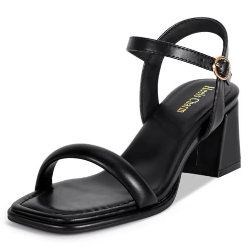 Image of Women's Chunky Block Heeled Sandals Open Toe Strappy Heel