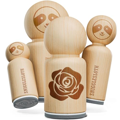 Rose Flower Solid Rubber Stamp for Stamping Crafting Planners - 3/4 Inch Small