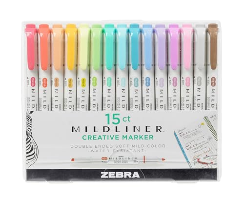 Zebra Mildliner Creative Marker Double Ended Soft Mild Color 15 Pack