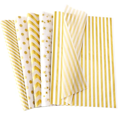 Papier cadeau en papier de soie métallisé or | Lot haut de gamme SANNIX