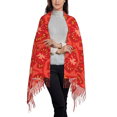 Sliced Tomato Shawl Wraps with Tassel Soft Fashion Warm Scarves for Women4