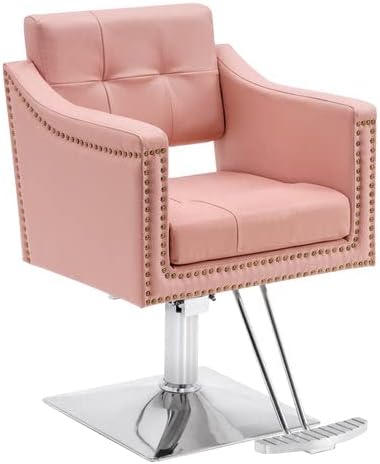 BarberPub Salon Chair for Hair Stylist Hydraulic Barber Styling Chair, Beauty Spa Equipment 8813 (6" Seat Height Adjustment) (Pink)