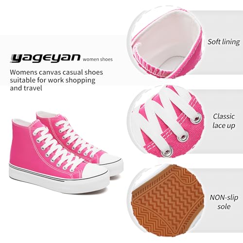 Image of yageyan Womens High Top Canvas Sneakers Lace up Fashion Shoes for Women Casual Classic