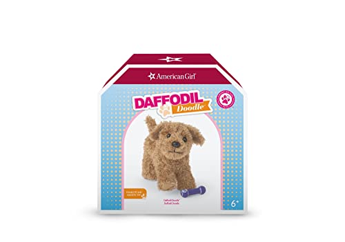 Image of American Girl Truly Me 18-inch Doll Pet Daffodil Doodle Dog with Magnetic Mouth to Hold Her Barbell Toy, For Ages 6+