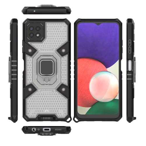 Image of Thermoplastic Polyurethane Tough Armor Bumper Back Case Cover For Samsung Galaxy F42 5G|Ring Holder & Kickstand In-Built|360 Degree Protection Back Case Cover For Samsung Galaxy F42 5G (Black)