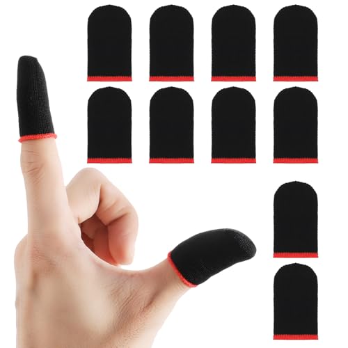 Wanmu 5 Paar Fingerhülsen, Gaming Finger Sleeves Finger Handschuhe Touchscreen Fingerhülse Daumenhülsen Fingerabdeckung Atmungsaktiv Anti-Schweiß Fingerlinge