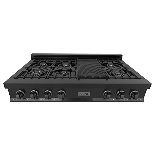 Z Line Kitchen And Bath RTB-48 Zline 48 Inch Porcelain Gas Stovetop In Black Stainless Steel thumb #2
