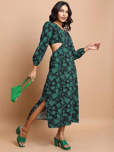 Image of Tokyo Talkies Women's Long Sleeves V-Neck Printed Dresses | Stylish Dresses | Casual Dresses