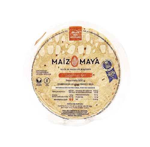 Maíz Maya - Tortillas Mexicanas de Maíz Blanco Nixtamalizado. 2 Pack de 500 gr al Vacío, real gastronomía mexicana y recetas latinas. Apto para Veganos, Sin Glutén.