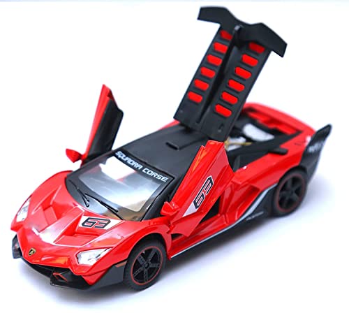 Image of 1:32 Lamborghinii SC18 Diecast Sports Car Model with Sound & Light High Simulation Pull Back Metal Toy for Kids & Collectors Realistic Details Openable Doors (Red)
