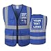 ASIPHITU Custom Logo Reflective Safety Vest for Men Women High Visibility Construction Vest with Pockets and zipper front Hi Vis Security Vest with Reflective Strips (AP1-Blue-Custom-XL)