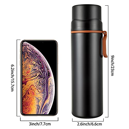 Insulated Water Bottle-Stainless Steel Vacuum Coffee Cup With Handle,Flask Double Walled Sport Travel Mug With Leakproof Lid,Keep Hot & Cold 12 Hours Bpa Free 15Oz(Black) #TOP1