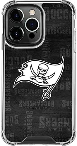 Skinit Clear Phone Case Compatible with iPhone 13 Pro - Officially Licensed NFL Tampa Bay Buccaneers Black & White Design