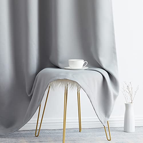 Hlc.me Oxford - Light Grey Blackout Curtains - Grey Curtains For Bedroom, Noise Reduction Thermal Insulated Window Curtain Grommet Panels, Set Of 2 (52 W X 84 L, Light Grey) #TOP5