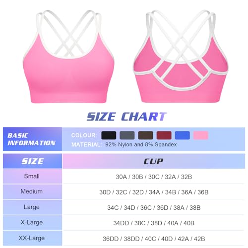 Image of WOYYHO Cross Back Sports Bra for Women Padded Medium Support Workout Bra