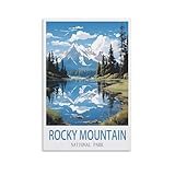 LCEYGNH Rocky Mountain National Park Vintage Travel Posters Tree 08x12inch(20x30cm) Print Poster Home Bathroom Bedroom Office Living Room Decor Canvas Poster