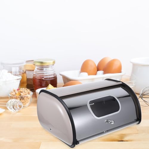 Caja de pan PRETYZOOM de acero inoxidable para evitar pan duro en encimera 4
